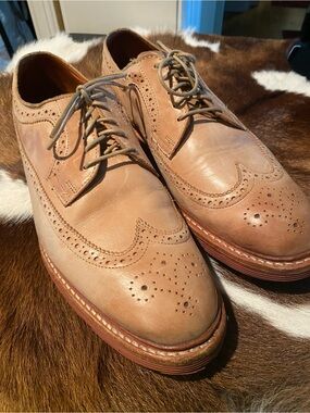 Allen Edmonds Shannon Drive Wingtip Oxford Tan Leather Dress Shoes 11D USA